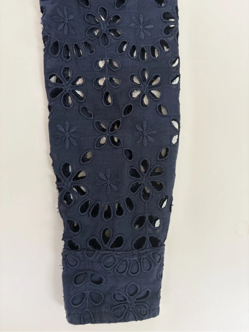 J. Crew Navy Floral Eyelet Button-Down Shirt